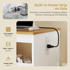 Giantex Folding Sewing Table with Charging Station, Rolling Craft Table with Storage Trays & Shelf, Foldable Sewing Machine Cabinet Desk with Lockable Wheels for Small Spaces (White & Natural) - color: White & Natural