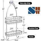 Simple Houseware Bathroom Hanging Shower Head Caddy Organizer, Chrome (22 x 10.2 x 4.2 inches) - color: Chrome, size: Medium