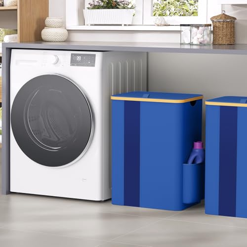BlissTotes Laundry Basket with Lid, 80L Clothes Laundry Hamper with Handles and Removable Laundry Bag, Breathable Design Hamper with Lid for Bedroom, Bathroom, Dorm, Laundry Room - Blue - color: Blue, size: 80L