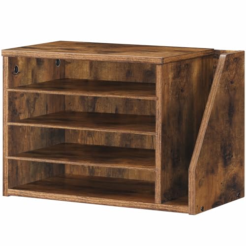 HOOBRO Mail Sorter, Literature Organizer with Adjustable Shelves, Paper Organizer for Office, Home, Wood Countertop File Holders, Mails, Magazines, Rustic Brown FG41WF01 - color: Rustic Brown