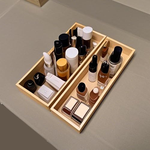 guiogc Bamboo Drawer Organizer, Utensil Organizer for Kitchen, Bamboo Storage Box Wood Silverware Tray for Drawer Set of 2 - size: 11.8" x 4" x 1.35"