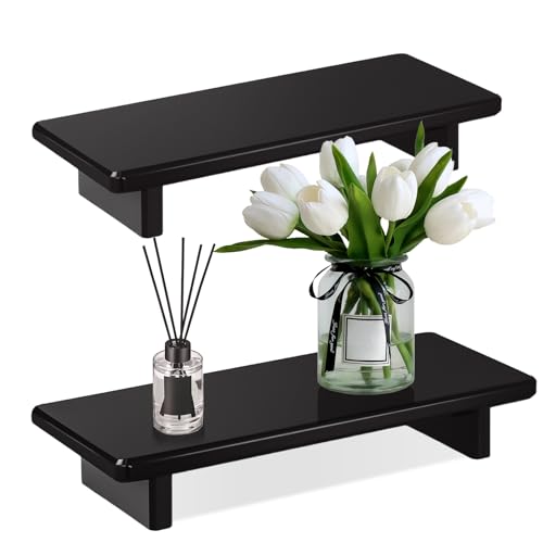 Acrylic Bathroom Counter Tray Stand, Kitchen Soap Holder Riser for Vanity Candle Plant Display, (1, Black-Small-8.6 x 3.6 x 1.5) - size: Black-Small-8.6 x 3.6 x 1.5