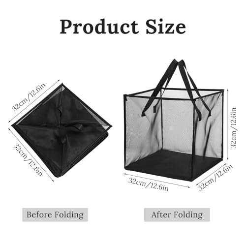 6 Pack Popup Laundry Hamper Collapsible Mesh Laundry Baskets with Handles, Portable Dirty Clothes Baskets Single Layer Foldable Clothes Hamper for Washing Storage, Dorm and Travel Use (Black,13 Inch)