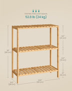 SONGMICS Bamboo Storage Shelf, 3-Tier Shelving Unit, Multifunctional, in The Entryway, Bathroom, Living Room, Balcony, Kitchen, 10.2 x 23.6 x 26 Inches, Light Bamboo UBCB33Y - color: Light Bamboo, size: 3 Tiers (10.2"D x 23.6"W x 26"H)