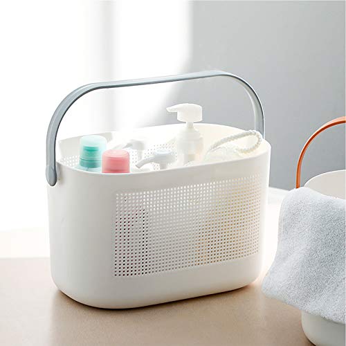 UUJOLY Plastic Storage Baskets with Handles, Shower Caddy Shelf Organizers Basket for Bathroom, Kitchen, Dorm Room, Grey - color: Grey, size: 1 Pack