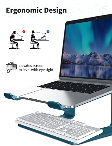 SOUNDANCE Laptop Stand, Aluminum Computer Riser, Ergonomic Laptops Elevator for Desk, Metal Holder Compatible with 10 to 15.6 Inches Notebook Computer, Navy Blue - color: H-Navy Blue, size: For 10 to 15.6 Inches Laptop
