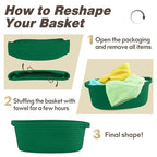 Pro Goleem Small Woven Basket with Gift Bags and Ribbons Durable Baskets for Gifts Empty Small Rope Basket for Storage 12"X 8" X 5" Baby Toy Baskets with Handles, Green - color: green