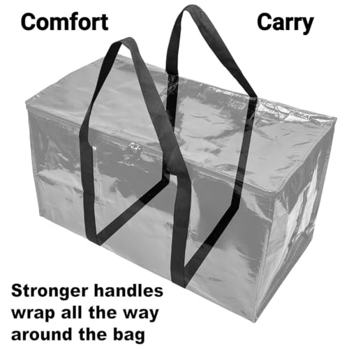 BAG-THAT! 10 - Pack Heavy Duty Large Moving Bag with Strong Zipper and Comfortable Handles Durable & Sturdy Large Storage Bags Totes Bins Packing Moving Boxes College Supplies for Packing - size: 10 Pack