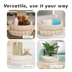 CSC - Toilet Paper Basket, Bathroom organizer, woven rope basket, Tank Top Small Baskets, tank topper, White