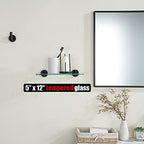 JQK Bathroom Glass Shelf Black, Tempered Glass Shower Storage 12 by 5 inches, 304 Stainless Steel Matte Black Wall Mount, TGS101L12-PB - color: Black, size: 12 Inch (1 Pack)