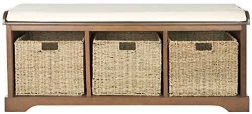 Safavieh American Homes Collection Lonan Grey and White Wicker Storage Bench - color: Brown