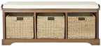 Safavieh American Homes Collection Lonan Grey and White Wicker Storage Bench - color: Brown