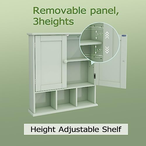 TaoHFE Green Bathroom Cabinet,Bathroom Wall Cabinet with 2 Door Adjustable Shelves,Over The Toilet Storage Cabinet,Green Bath Room Cabinet Wall Mounted,Medicine Cabinets for Laundry Kitchen - color: Green