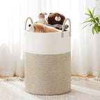 Cotton Rope Laundry Basket by YOUDENOVA, 72L Woven Collapsible Laundry Hamper, Clothes Hamper with Reinforced Handles in the Laundry Room, Bedroom, Bathroom, Brown - color: Brown, size: 72L
