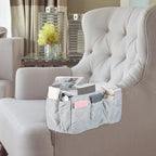 uxcell 2 Pcs Recliner Armchair Caddy, Couch Armrest Organizer with 14 Pockets for Bedside Sofa Remote Control Holder Magazine Phone Book Glasses (Gray, 20" x 7" x 9") - color: Gray