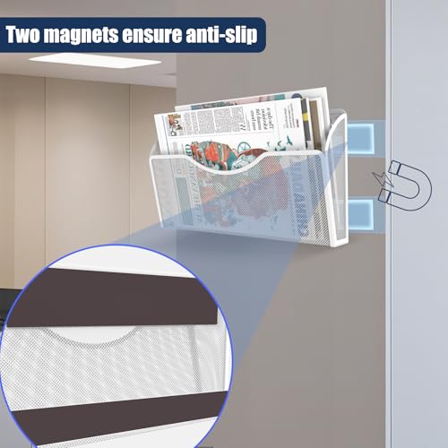 Magnetic File Holder 1 Pockets File Folder Organizer, Office Hanging Magazine Rack for File Cabinets, Magnetic Paper Holder, No Drilling Mail Organizer for Refrigerator, Office