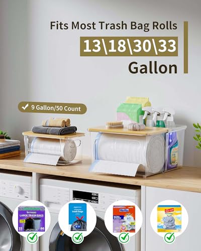 iCASA Trash Bag Dispenser Holder - 3 in 1 Acrylic Plastic Garbage Bag Pantry Organizer, Clear Large Laundry Pods Container with Lid, Stackable Under Sink Kitchen Laundry Room Organization and Storage - size: 3 in 1