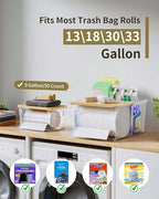 iCASA Trash Bag Dispenser Holder - 3 in 1 Acrylic Plastic Garbage Bag Pantry Organizer, Clear Large Laundry Pods Container with Lid, Stackable Under Sink Kitchen Laundry Room Organization and Storage - size: 3 in 1