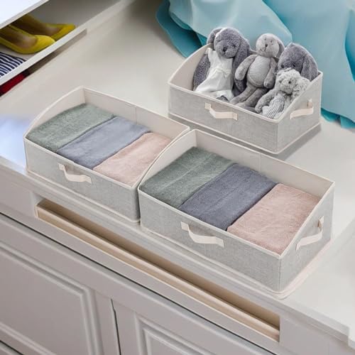 3 Pack Closet Organizers, Foldable Clothes Storage Organizers with Handles, Large Capacity, Sturdy Drawer Storage Boxes for Clothing, Underwear, Books, Shelves, Wardrobe Organizing, Grey - color: Grey
