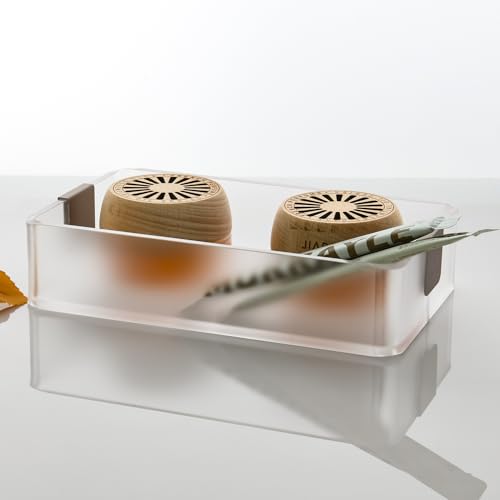 Metal-Glided Acrylic Catchall Tray – Stylish Desktop & Entryway Organizer for Jewelry, Keys, Phone, Cosmetics & More （Frosted） - color: Frosted - Small