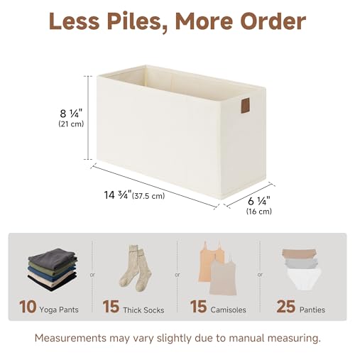 StorageWorks Fabric Storage Bins, Small Storage Bins with PU Handle, Decorative Narrow Baskets for Shelves, Ideal for Organizing Clothes, Toys, and Books, Beige, 4-Pack - color: Beige, size: 6.25'' Width (4 Pack)