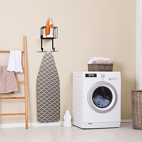 ORLESS Over The Door/Wall Mount Ironing Board Hanger, Laundry Room Iron and Ironing Caddy Board Storage Holder, Black - color: Regular Black