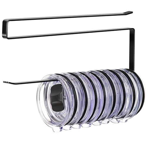 Tumbler Lid Organizer, Horizontal Tumbler Lid Storage Hook Up to 10 Lids, Space Saving Cup Lid Holders Under Cabinet Tumbler Lid Hook for Kitchen Organizer and Storage,Hanging Paper Towel Rack Hanger - color: Black, size: 1 Pack