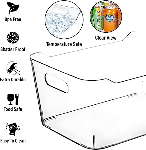 Clear Extra Large Plastic Storage Bins, Pantry Organizers and Storage Containers Fridge Organizer Bins for Organizing Home, Kitchen Organization. Bathroom, Refrigerator, Freezer, Laundry Room - size: Extra Large