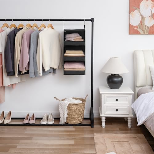 GRANNY SAYS 3-Shelf Hanging Closet Organizer, Collapsible Closet Hanging Shelves, Nursery Hanging Organizer, Black, 29 ½" H X 12" W X 12" D, 1-Pack - color: 3-shelf Black, size: 1-Pack