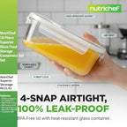 NutriChef 10-Piece Superior Glass Food Storage Containers Set (5 Containers + 5 Locking Lids),Stackable Meal-prep Design, BPA-free Airtight Clear Locking lids with Vent Lids & Air Hole, NCCLX5 - color: Transparent