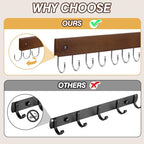 UNIFUN Wall Mounted Key Hooks, 12 Hook Organizer Rack for Entryway, Kitchen, Bathroom, Heavy Duty Key Holder Hanger, Brown Wood Finish, 2 Pack - size: 2 Pack