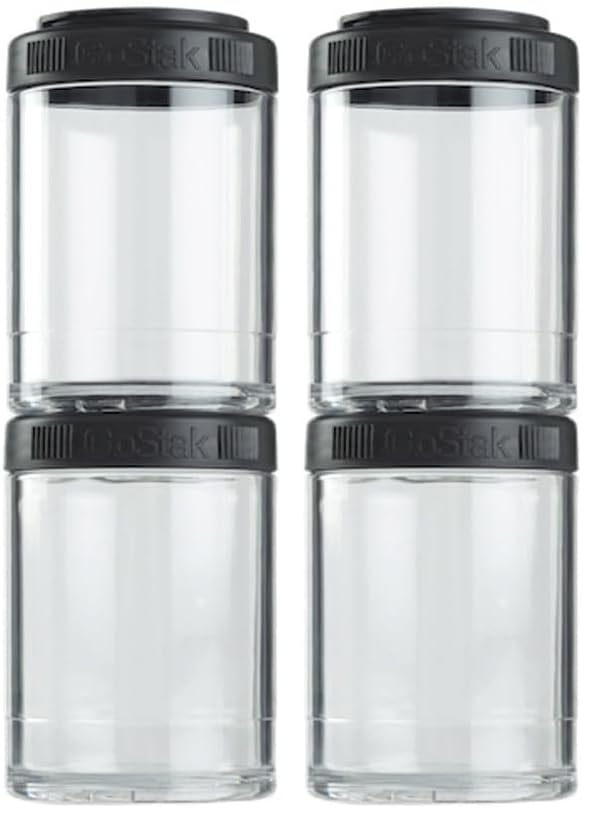 BlenderBottle GoStak, 150cc, 2-Pack | Twist n' Lock | Storage Jars | Black - color: Black, size: 150cc (Pack of 4)