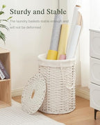 SETVSON Laundry Hamper with Lid Laundry Basket with Lid 19.0 Gal (72 L) Round Wicker Laundry Basket Handwoven Rattan Basket with Lid Removable Bag 2 Mesh Bags Handles for Living Room Bathroom White - color: White, size: 72L