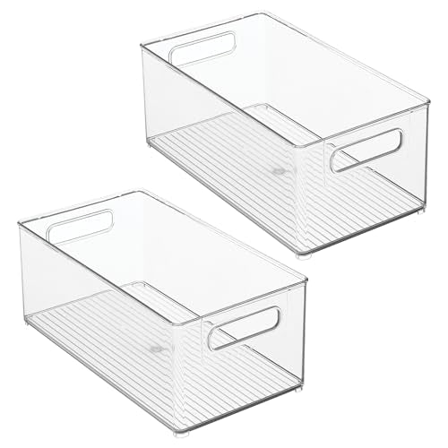 iDesign Stackable Fridge Bin - Kitchen Storage Bin for Pantry, Cabinets, or Fridge, Set of 2, Clear - style: Pack of 2
