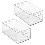 iDesign Stackable Fridge Bin - Kitchen Storage Bin for Pantry, Cabinets, or Fridge, Set of 2, Clear - style: Pack of 2
