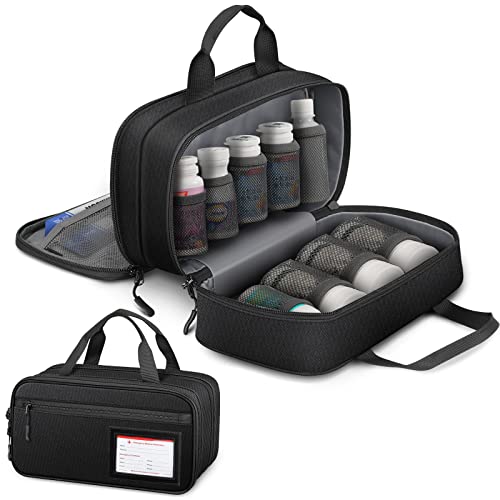 SITHON Pill Bottle Organizer Medicine Storage Bag Medication Travel Carrying Case Manager with Handle, Detachable Pockets Modular for Medications, Vitamins, Medical Supplies (Black)