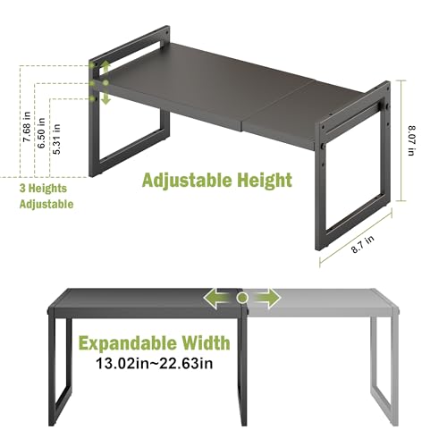 DOLALIKE Expandable kitchen Countertop Organizer, Stackable Cabinet Shelf Organizers, Space Saving Spice Rack Pantry Storage for Bathroom Office (Black, 1 Pack) - color: Black, 1 Pack