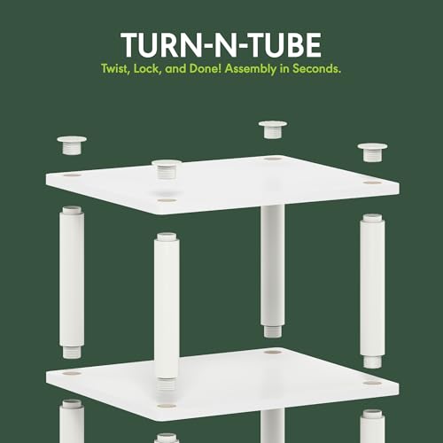 Furinno Just Turn-N-Tube Open Storage Nightstand, 1 Pack, 3-Tier, White/White - color: White/White, size: 1-Pack, style: 1-Pack