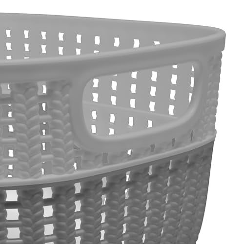 Simplify 2 Tone Sailor Knot Plastic Storage Tote | Decorative Basket | Closet Organization | De-clutter | Accessories | Toys | Bathroom Organization | Small | Grey/Grey - color: Grey/Grey, size: Small, style: 1 Pack