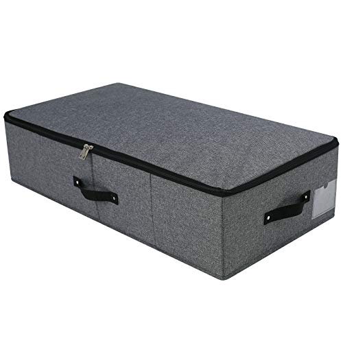 AMJ 29.5"*15"*7", Rigid Under Bed Garment Storage Bins, Folding & Washable, Soft Zip Lid, Black Gray - color: Black Gray, size: 29.5 x 15 x 7“