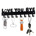 Key Holder for Wall, Key Hooks with 8 Hooks, Key Holder Wall Mount Self Adhesive, Key Rack for Wall No Drill for Entryway, Front Door, Hallway, Living Room (Black-Love You Bye)