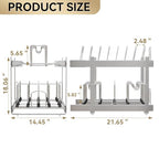 2-Tier Kitchen Pull out Cabinet Organizer for Pots, Pans, and Lid Cookware, Adjustable Heavy Duty Wire Pan and Pot Rack, Full-Extension Rail 15" W *22" D - size: 15W*22D