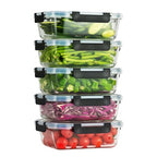5-Piece Set, 36 oz Glass Meal Prep Containers with Snap-Lock Lids, Airtight Lunch Containers, Microwave, Oven, Refrigerator & Dishwasher Safe,Black - color: Black, size: 5pack-36oz-Black