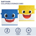 Idea Nuova Baby Shark Collapsible Storage Cubes, Set of 2, 10"x10",Baby Shark Blue/Yellow - color: Baby Shark blue/yellow
