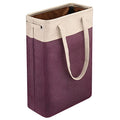 i BKGOO Laundry Basket with Handles Beige&Burgundy Slim Laundry Bin Collapsible Dirty Clothes Basket Narrow Laundry Bag Foldable Dirty Hamper for Camping, Dorms, Apartments - color: Beige&Burgundy