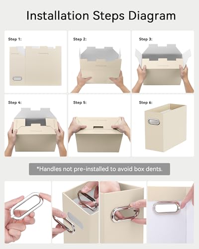 Oterri Cardboard File Organizer Box for Hanging File Folders Letter Size,File Box for Computer Desk,File Cabinet,Working Home,Office,Classroom (Beige, Letter Size - 4 Packs) - color: Beige, size: Letter Size - 4 Packs