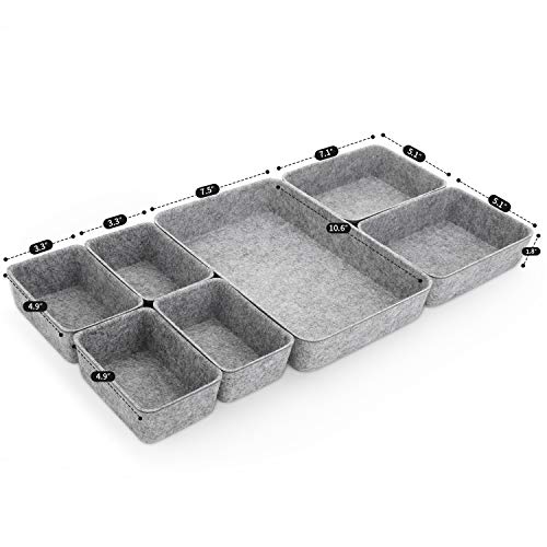 Welaxy Office drawer organizers trays felt storage bin organize dividers Box Dorm Home for stationery craft junk sorting 7-piece sleek minimalist lifestyle (gray) - color: gray