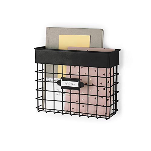 Spectrum Diversified Vintage Wall Mount Entryway or Office Bin Desk Paper Folder Document Letter Mail Sorter Step File Organizer, Small Black - color: Black, size: Small