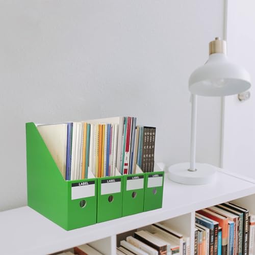 Limitliho Green Cardboard Magazine Holder (2 Pack), Magazine File Holder for Desk, Sturdy Book Bins for Classroom, Vertical File Folder Organizer, 10.6'' H×10.2'' L ×3.5''W Inch Magazine Rack - color: Green, size: 2 Pack