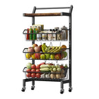 DGSANDGO 4-Tier Slim Rolling Storage Cart, Narrow Kitchen Cart with Lockable Wheels & Water-Resistant Wooden Tabletop, Small Space Utility Cart for Kitchen/Bathroom/Living Room/Laundry Room - color: Rustic Brown